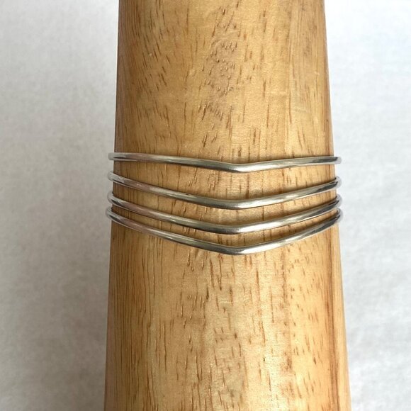 Sterling Silver 925 Modernist 22MM Wide Multi Row 4 Band V Cuff Bracelet Sz 7.5" - Picture 5 of 16